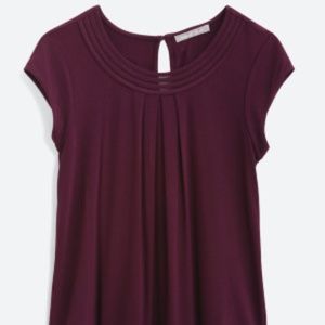 Daniel Rainn Brinn Scoop Neck Pleat Detail Knit Top - Dark Purple - Size M